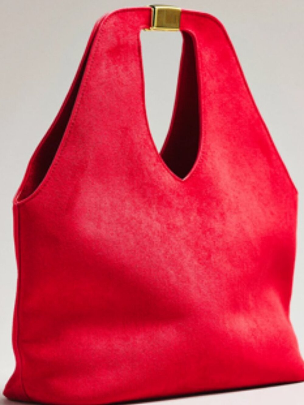 NWT By Anthropologie Red Faux-Suede Gilded Handle Tote Bag